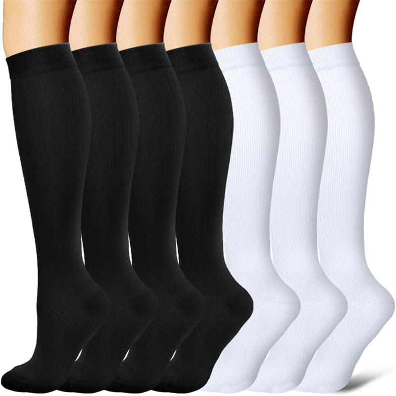Sock Garter Men - 7 คู่ถุงเท้าการบีบอัดผู้หญิงผู้ชายเข่าสูงตั้งครรภ์อาการบวมน้ำเบาหวานเส้นเลือดขอดวิ่งขี่จักรยานกีฬาถุงเท้าพยาบาลถุงเท้า